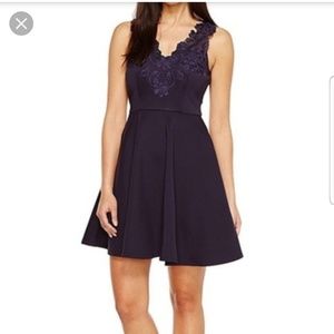 NWOT Ted Baker Navy Blue Floral Dress w/ pockets